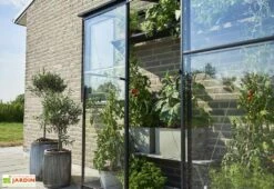 Halls Serre De Jardin Adossée En Verre Trempé Qube Lean-to 26 – 1,2 M² -Garanti Jardin Magasin porte coulissante serre murale