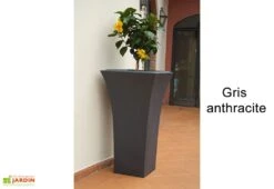 Pot De Fleurs Polyéthylène Patio H85 L48 (pls. Coloris) -Garanti Jardin Magasin pot fleurs plastique rotomoule polyethylene blanc gris 18l 2