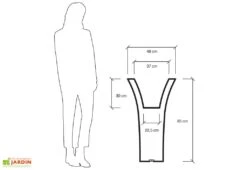 Pot De Fleurs Polyéthylène Patio H85 L48 (pls. Coloris) -Garanti Jardin Magasin pot fleurs plastique rotomoule polyethylene blanc gris 18l 4