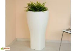Pot De Fleurs Polyéthylène Domus H85 Ø48 -Garanti Jardin Magasin pot fleurs plastique rotomoule polyethylene blanc gris 35l