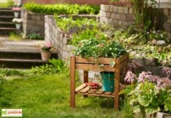 Carré Potager Sur Pieds En Bois Autoclave Brun - 75 X 75 X 79 Cm -Garanti Jardin Magasin potager bois autoclave pieds 1