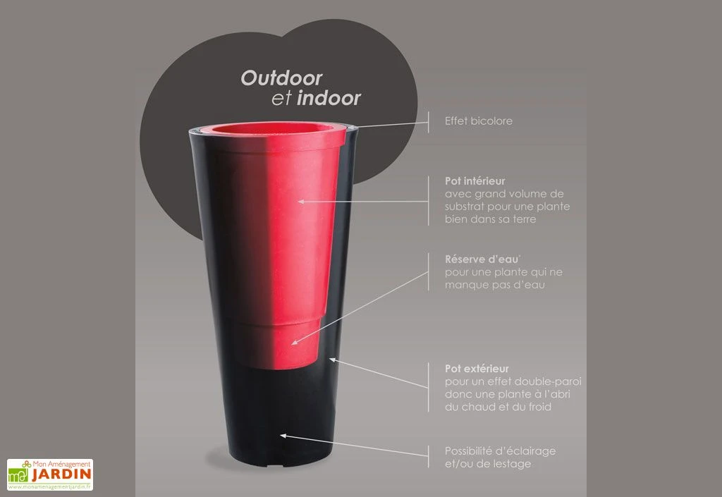 Pot De Fleurs En Plastique Colors Open L Simple Ou Double Paroi (Ø120 X 120 Cm) 5 Pot De Fleurs En Plastique Colors Open L Simple Ou Double Paroi (Ø120 X 120 Cm) – Image 3