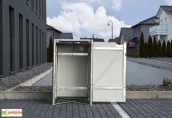 Cache-poubelle Simple En Acier Et Composite Aluminium 60 X 63 X 115 Cm -Garanti Jardin Magasin poubelle exterieure ouverte acier composite aluminium noir