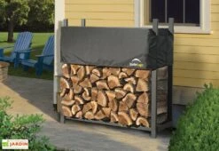 Range-Bûches En Acier Epoxy + Bâche De Protection 0,5 M³ -Garanti Jardin Magasin range buche acier epoxy bache protection 120cm 1