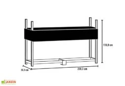 Bûcher En Acier Inoxydable + Bâche En Polyester 240 X 36 X 118 Cm -Garanti Jardin Magasin schema bucher acier