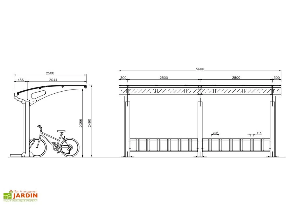 Abri à Vélos Pour Collectivités En Acier Galvanisé Et Polycarbonate Larus 5 Abri à Vélos Pour Collectivités En Acier Galvanisé Et Polycarbonate Larus – Image 3