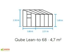 Halls Serre De Jardin Adossée En Verre Trempé Qube Lean-to 68 – 4,7 M² -Garanti Jardin Magasin schema serre murale qube 68