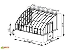 Serre Adossée Ancienne En Aluminium Et Verre Trempé 4mm Chambord 380x280 -Garanti Jardin Magasin serre ancienne en aluminium et verre trempe 4mm chambord schema 1