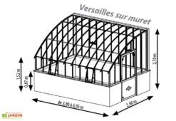 Serre Adossée Ancienne En Aluminium Et Verre Trempé 4mm Versailles 380x280m -Garanti Jardin Magasin serre ancienne en aluminium et verre trempe 4mm versailles schema