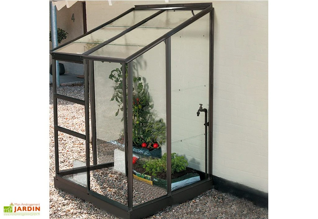 Serre De Jardin Adossée En Verre Lams 1,7 M² - Melissa Anthracite 3 Serre De Jardin Adossée En Verre Lams 1,7 M² - Melissa Anthracite