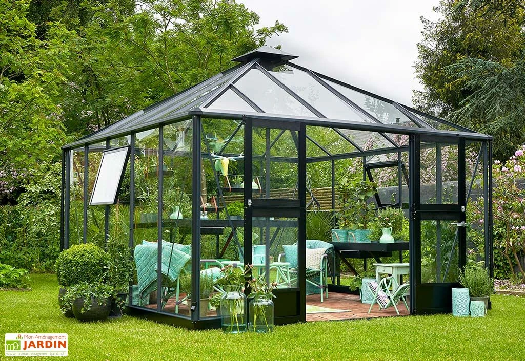 Jardin D’Hiver En Verre Trempé Alu Anthracite 13,5 M² – Juliana Oase 7 Jardin D’Hiver En Verre Trempé Alu Anthracite 13,5 M² – Juliana Oase – Image 5