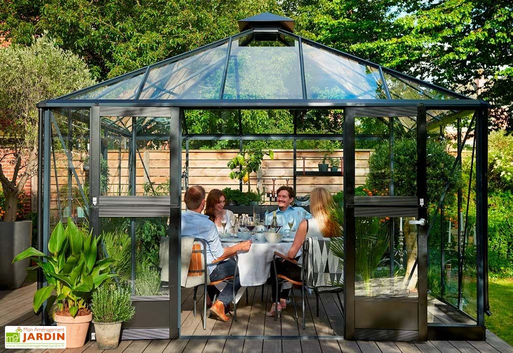 Jardin D’Hiver En Verre Trempé Alu Anthracite 13,5 M² – Juliana Oase 4 Jardin D’Hiver En Verre Trempé Alu Anthracite 13,5 M² – Juliana Oase – Image 2