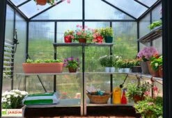 Serre De Jardin En Aluminium Et Polycarbonate Glory 8,9 M² - Grise -Garanti Jardin Magasin serre jardin aluminium polycarbonate glory palram 1