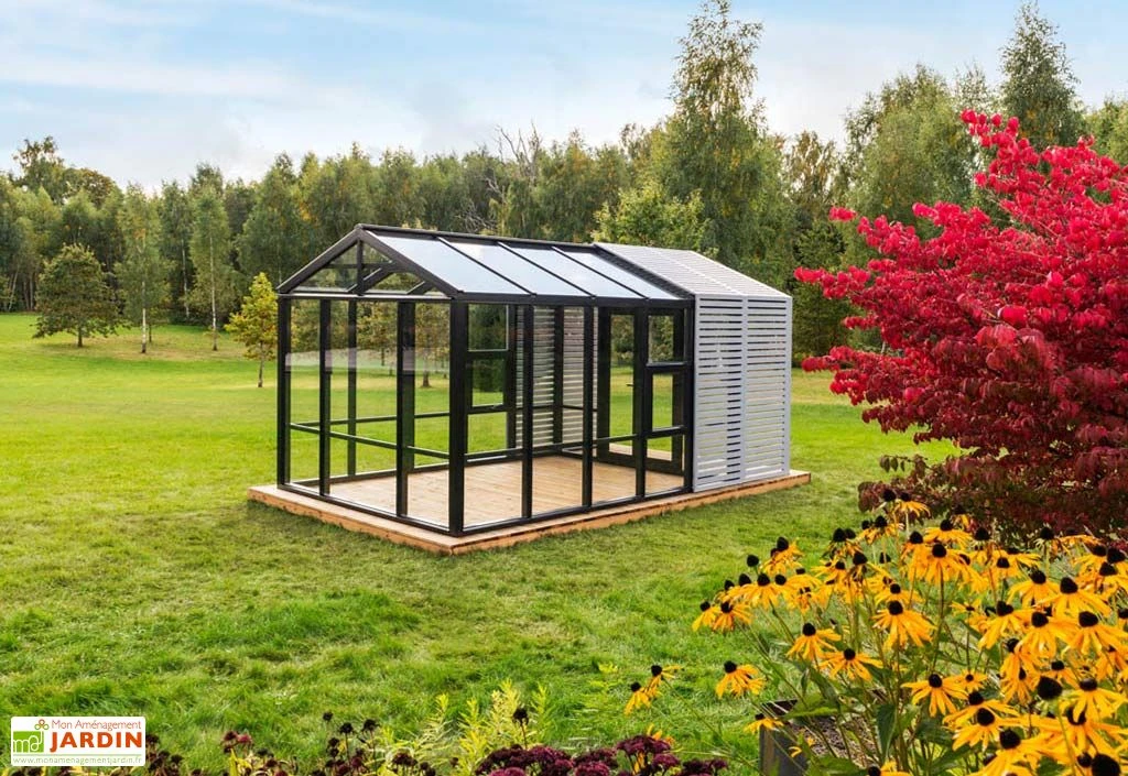 Serre De Jardin En Bois Et Verre Trempé Avec Panneaux Occultants – Lilas 6 Serre De Jardin En Bois Et Verre Trempé Avec Panneaux Occultants – Lilas – Image 4
