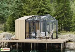 Serre De Jardin En Bois Et Verre Trempé Avec Panneaux Occultants – Jasmin