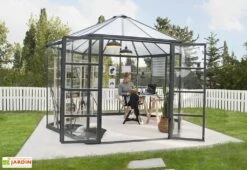 Serre De Jardin Hexagonale Aluminium/polycarbonate Oasis 8 M² - Grise