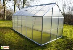 Serre De Jardin En Aluminium Et Polycarbonate – Diamant Gris 126 -Garanti Jardin Magasin serre jardin polycarbonate diamant 126 base acier 190x380x195cm 7m2 2