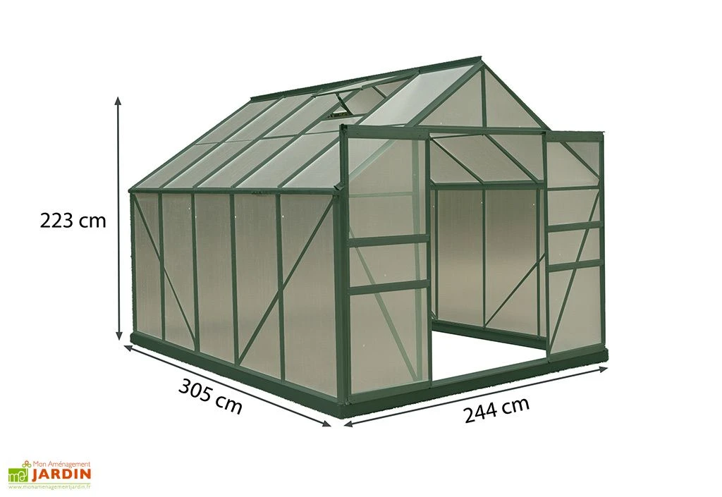 Serre De Jardin Polycarbonate 7,44m² Avec Base + 2 Lucarnes 5 Serre De Jardin Polycarbonate 7,44m² Avec Base + 2 Lucarnes – Image 3