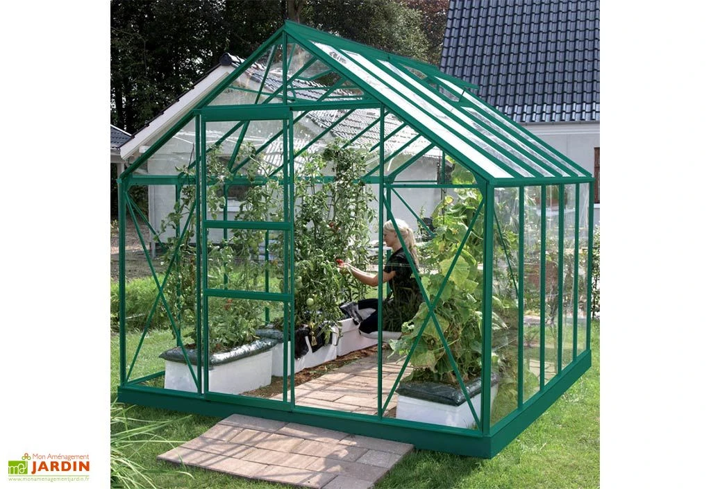Serre De Jardin En Verre Trempé Lams 8,3 M² - Carvi Vert 3 Serre De Jardin En Verre Trempé Lams 8,3 M² - Carvi Vert