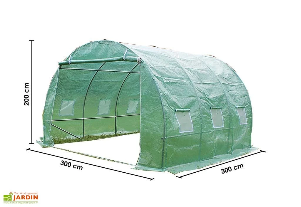 Serre De Jardin Tunnel 3x3m En Polyéthylène Vert Renforcé 4 Serre De Jardin Tunnel 3x3m En Polyéthylène Vert Renforcé – Image 2