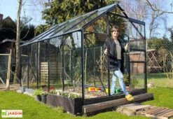 Serre De Jardin En Verre Trempé Grise Avec Base 5,77 M² -Garanti Jardin Magasin serre verre trempe aluminium