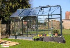 Serre De Jardin En Verre Trempé Grise Avec Base 5,77 M²