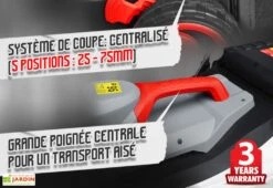 Tondeuse à Gazon Électrique 1800 W – 40 Cm Bac Récolteur 40 L -Garanti Jardin Magasin tondeuse electrique 1800w elem garden tde1840p hauteur coupe reglable