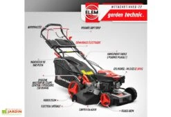 Tondeuse à Gazon Thermique Autotractée 144,3 CC – 46 Cm -Garanti Jardin Magasin tondeuse gazon thermique autotractee elem garden wttac46t144es 22