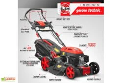 Tondeuse Thermique Autotractée 173 CC Démarreur électrique – 50 Cm -Garanti Jardin Magasin tondeuse thermique autotractee elem garden ttac51t173es 23