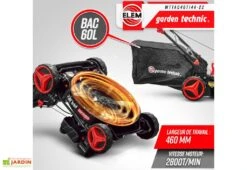 Tondeuse Thermique Autotractée 144,3 CC – 46 Cm -Garanti Jardin Magasin tondeuse thermique elem garden wttac46t144 22 bac 60l