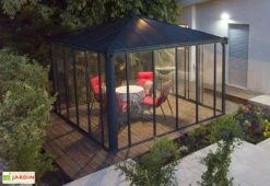 Jardin D’Hiver En Aluminium Et Polycarbonate 9 M² – LEDRO 3000 -Garanti Jardin Magasin tonnelle fermee jardin hiver ledra aluminium gris polycarbonate 10m2 1