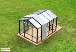 Serre De Jardin En Bois Et Verre Trempé Avec Panneaux Occultants – Hortensia -Garanti Jardin Magasin vue haut serre jardin bois verre trempe stali